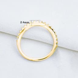 Newshe Rose Yellow Gold Curved Wedding Bands for Women Stacking Solid 925 Sterling Silver Eternity Rings Cz Wishbone Size 4-13