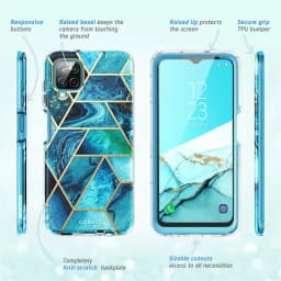 For Samsung Galaxy A12 Case (2020 Release) I-BLASON Cosmo Full-Body Marble Case Rugged Cover WITH Built-in Screen Protector