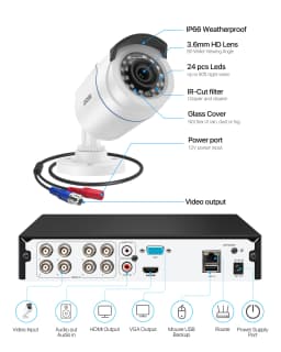 ZOSI 2MP Home Wired Security System H.265+ 8CH DVR 4/8pcs 1080p Night Vision Outdoor Waterproof Video Surveillance Camera Kits