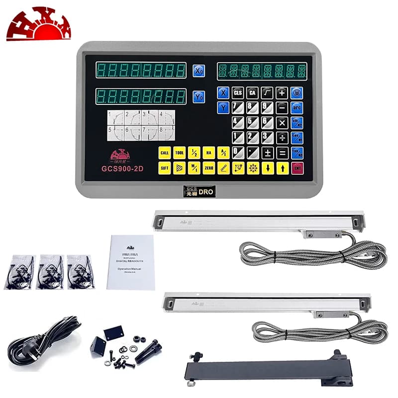 New GCS900-2D 2 Axis DRO Digital Readout AC110V/220V Display and 2 Pcs 50-1000mm Linear Scale Encoder For Milling Lathe Dro
