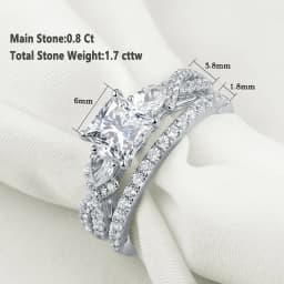 Newshe 2 Pcs Wedding Ring Set 925 Sterling Silver Moissanite Certified Princess Pear Cut Engagement Rings for Women Fine Jewelry