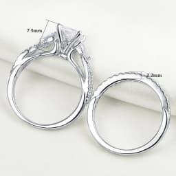 Newshe 2 Pcs Wedding Ring Set 925 Sterling Silver Moissanite Certified Princess Pear Cut Engagement Rings for Women Fine Jewelry