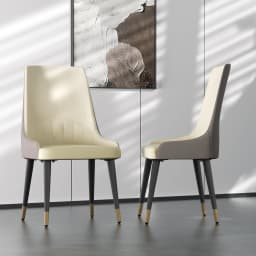 Faux Leather Dining Chairs Set of 2, Modern Upholstered Kitchen Dining Room Chairs Armless Accent Side Chairs with Metal Legs