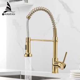 Kitchen Faucets Stainless Steel Black Faucets for Kitchen Single Hole Pull Down Spring Mixers Tap Hot Cold Water Crane 9009