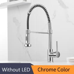 Kitchen Faucets Stainless Steel Black Faucets for Kitchen Single Hole Pull Down Spring Mixers Tap Hot Cold Water Crane 9009