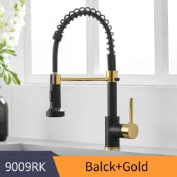 Kitchen Faucets Stainless Steel Black Faucets for Kitchen Single Hole Pull Down Spring Mixers Tap Hot Cold Water Crane 9009