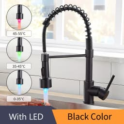 Kitchen Faucets Stainless Steel Black Faucets for Kitchen Single Hole Pull Down Spring Mixers Tap Hot Cold Water Crane 9009