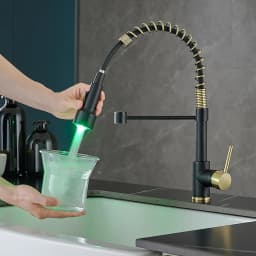 Kitchen Faucets Stainless Steel Black Faucets for Kitchen Single Hole Pull Down Spring Mixers Tap Hot Cold Water Crane 9009