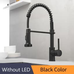 Kitchen Faucets Stainless Steel Black Faucets for Kitchen Single Hole Pull Down Spring Mixers Tap Hot Cold Water Crane 9009