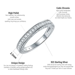 Newshe 925 Sterling Silver Straight Stackable Wedding Ring Engagement Band for Women Trendy Jewelry Size 5-10