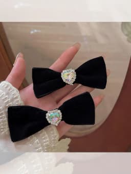 Velvet Diamond Inlaid Digital Bow Hairpin Ins Style Retro Temperament Duck Bill Clip Heart Versatile Headwear Hair Accessories
