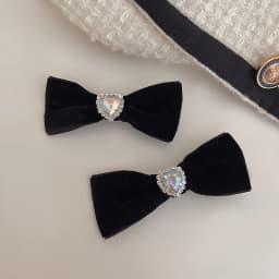 Velvet Diamond Inlaid Digital Bow Hairpin Ins Style Retro Temperament Duck Bill Clip Heart Versatile Headwear Hair Accessories