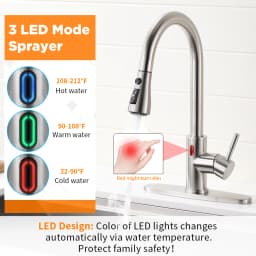 Stainless Steel Touch Control Kitchen Faucets Smart Sensor Kitchen Mixer with LED Faucet for Kitchen Pull Out Sink Taps 1073