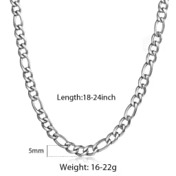 3/5/7/9mm Men's Stainless Steel Necklace Figaro Link Chain Choker for Men Women Gold Color Silver Color Solid Accessories KNM177
