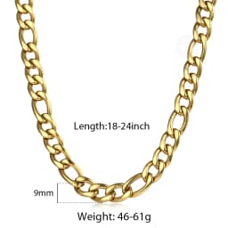 3/5/7/9mm Men's Stainless Steel Necklace Figaro Link Chain Choker for Men Women Gold Color Silver Color Solid Accessories KNM177