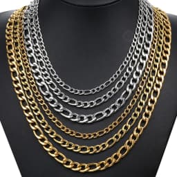 3/5/7/9mm Men's Stainless Steel Necklace Figaro Link Chain Choker for Men Women Gold Color Silver Color Solid Accessories KNM177