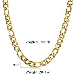 3/5/7/9mm Men's Stainless Steel Necklace Figaro Link Chain Choker for Men Women Gold Color Silver Color Solid Accessories KNM177