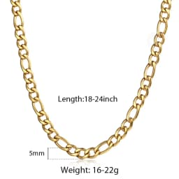 3/5/7/9mm Men's Stainless Steel Necklace Figaro Link Chain Choker for Men Women Gold Color Silver Color Solid Accessories KNM177