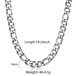 3/5/7/9mm Men's Stainless Steel Necklace Figaro Link Chain Choker for Men Women Gold Color Silver Color Solid Accessories KNM177