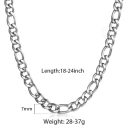 3/5/7/9mm Men's Stainless Steel Necklace Figaro Link Chain Choker for Men Women Gold Color Silver Color Solid Accessories KNM177