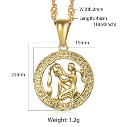 12 Zodiac Sign Constellations Gold Color Pendant Necklace For Women Men Male Wholesale Dropshipping Jewelry Hot Birthday Gifts