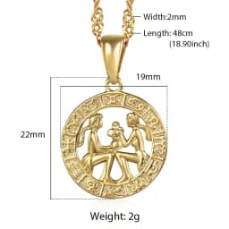 12 Zodiac Sign Constellations Gold Color Pendant Necklace For Women Men Male Wholesale Dropshipping Jewelry Hot Birthday Gifts