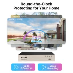 ZOSI H.265+ 8CH 3K Lite 4-in-1 Analog/AHD/TVI/CVI Surveillance Video Recorders CCTV DVR System for 720P, 1080P Security Cameras