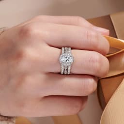 Newshe Oval Cut Engagement Ring Set for Women 925 Silver Everlasting Guard Wedding Band Jewelry High Grade AAAAA Cubic Zircon