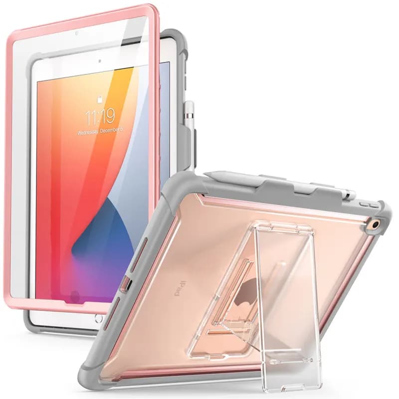 For iPad 10.2 Case (2021/2020/2019 Release) I-BLASON Ares Full-Body Kickstand with Built-in Screen Protector Pencil Holder Cover