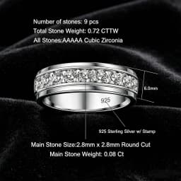 Newshe 925 Sterling Silver Wedding Rings for Men Brilliant Round AAAAA Cubic Zircon Engagement Band Ring Fine Jewelry