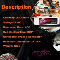 2pcs CNHL 2S 7.4V Lipo Battery 2200mAh 40C 70C With T Deans XT60 Plug for FPV Quadcopter Drone Airplane Helicopter Car Hobby