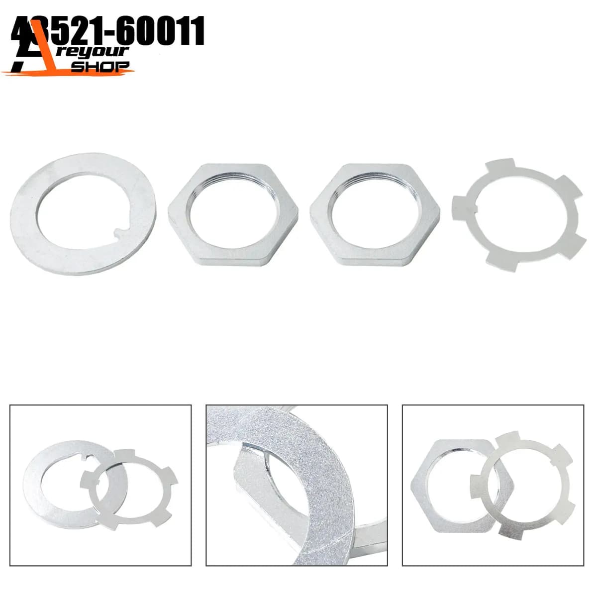 Areyourshop Front Axle Hub Spindle Lock Nut Washer Kit 43521-60011 For Toyota Hiluxs 4352160011 Axle Nuts Parts Car-Styling