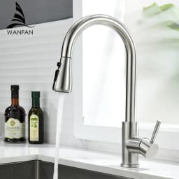 Kitchen Faucets Black Single Handle Pull Out Kitchen Tap Single Hole Handle Swivel 360 Degree Water Mixer Tap Mixer Tap 408906