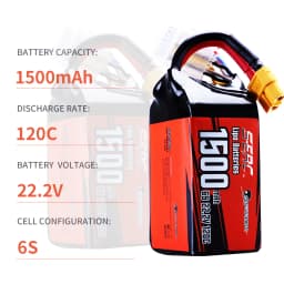 Sunpadow 22.2V 6S Lipo Battery 1100 1300mAh 1500mAh 120C Soft Pack with XT60 Plug for RC FPV Helicopter Airplane Drone Racing