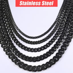 Men's Necklace Stainless Steel Cuban Link Chain Black Gold Color Necklaces For Men 18-36" Hip Hop Jewelry KNM09