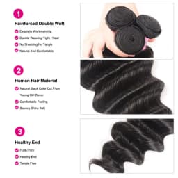 UNICE Loose Deep Wave 1/3 PCS Natural Color Unprocessed Virgin 100% Human Hair Bundles Sew-In Weaves 100Grams Per Bundle