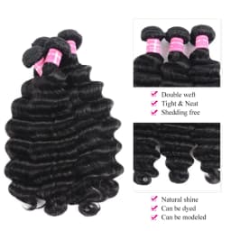 UNICE Loose Deep Wave 1/3 PCS Natural Color Unprocessed Virgin 100% Human Hair Bundles Sew-In Weaves 100Grams Per Bundle