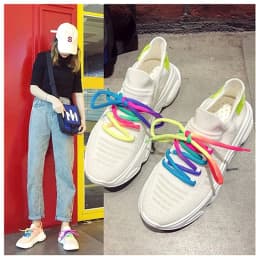 2Pcs Rainbow Shoelaces Round Laces for Shoes Colorful Shoe laces Boots Sneakers Shoelace 120CM 140CM Shoestrings