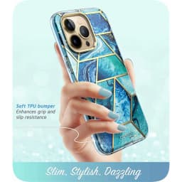 For iPhone 14 Pro Case 6.1 inch (2022) I-BLASON Cosmo Full-Body Glitter Marble Bumper Case with Built-in Screen Protector