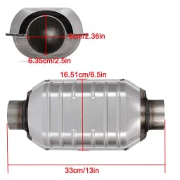 Universal 2.5" Performance Universal Catalytic Converter 13" Length with Heat Shield Stainless Steel High-Flow Performance