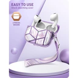 For AirPods 3 Case I-BLASON Cosmo 360° Protective Stylish Marble Case Cover Compatible with AirPods 3rd Generation Case 2021