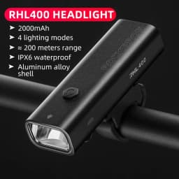 ROCKBROS Bike Light Rainproof Type-C Charging LED 2000mAh MTB Front Lamp Headlight Aluminum Ultralight Flashlight Bicycle Light