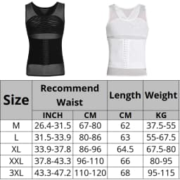 Mens Compression Vest Slimming Body Shaper Shirt Tummy Control Fitness Workout Tank Tops Abs Abdomen Undershirts with Hooks