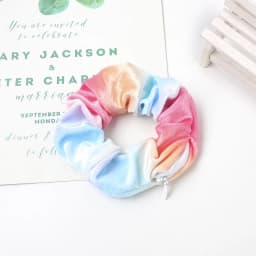 1PC Fashion New Velvet Pocket wallet Hair Scrunchies Retro Zipper Large Intestine Elastic Hair Band Hair Accessories Hot