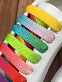 MCQ Black White Shoelaces Rainbow Shoelace Sneaker Casual Shoes Laces Gradient 1.2CM Width 100/120/140CM Flat Shoe laces Strings