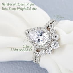 Newshe 1.5 Ct Halo Pear Cut 925 Silver Engagement Ring Set for Women Cambered Wedding Band High Grade Cz Luxury Bridal Jewelry
