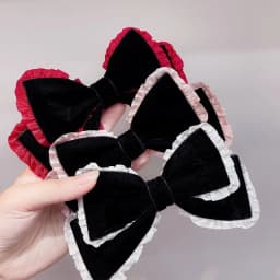 Vintage Velvet Lace Bow Hairpin for Women Girls Solid Ribbon Hair Clips Hair Ornament Winter Hair Grip Headwear Hair Accessories