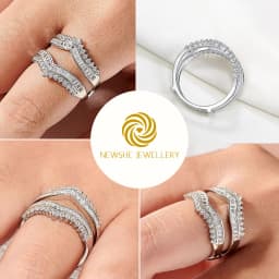 Newshe Grand Ring Enhancer for Women's Engagement Rings 925 Sterling Silver AAAAA Cz Wedding Band Bridal Jewelry Suprising Gift