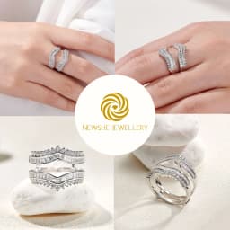 Newshe Grand Ring Enhancer for Women's Engagement Rings 925 Sterling Silver AAAAA Cz Wedding Band Bridal Jewelry Suprising Gift