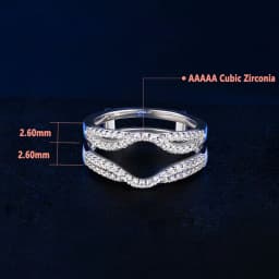 Newshe Solid 925 Sterling Silver Hollow Wedding Rings Enhancer For Women Round White AAAAA CZ Infinity Wrap Guard Band Jewelry